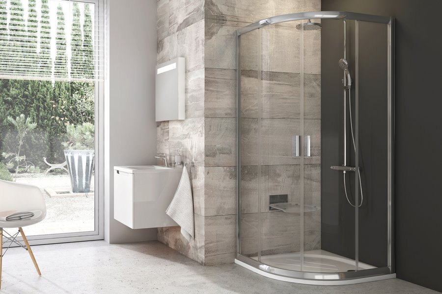 Ravak Blix Duschkabine 80x80 cm halbrund satin Matte/durchsichtiges Glas 3B240U00Z1
