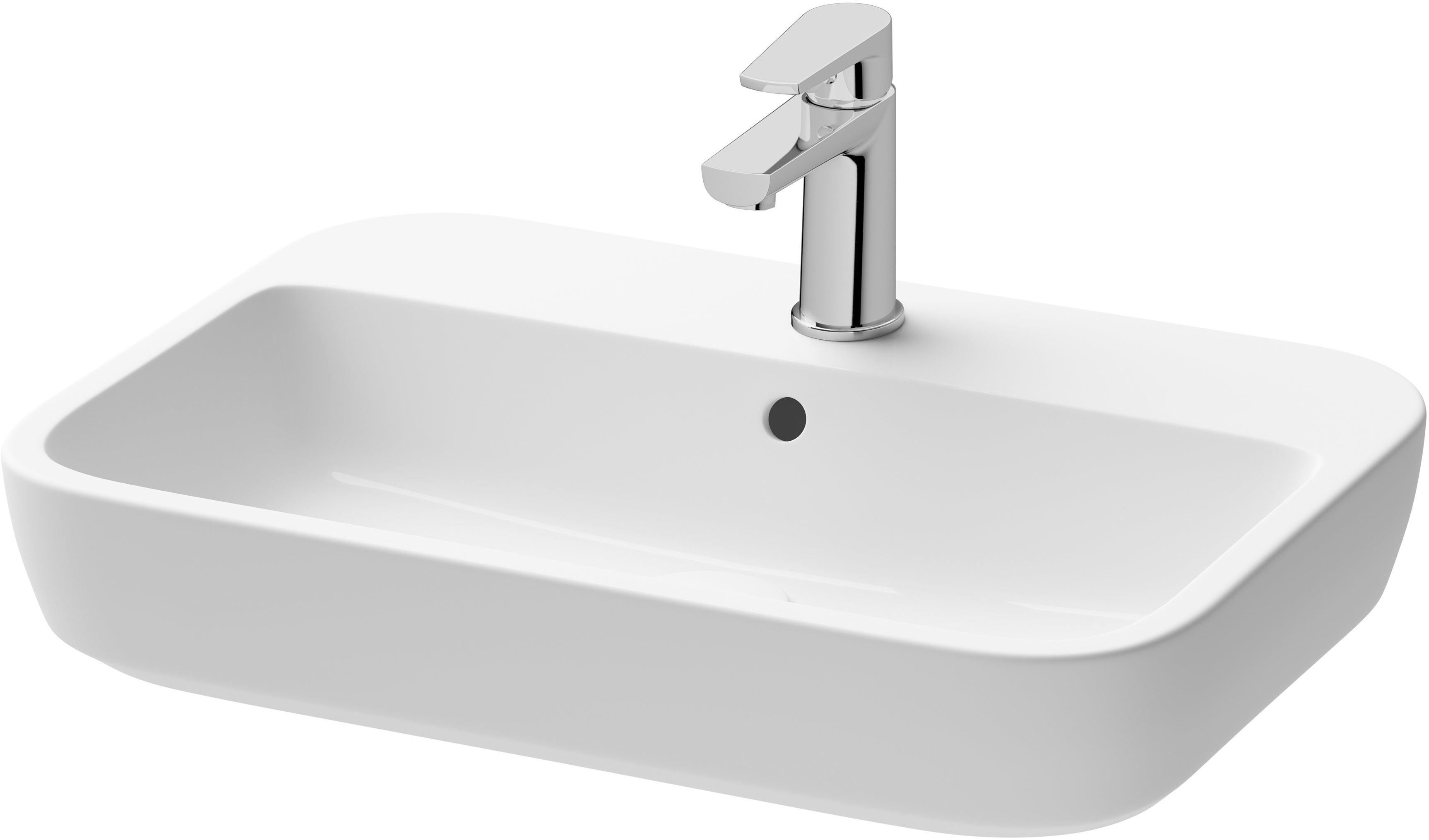 Cersanit Caspia Waschbecken 60x42 cm rechteckig Möbel-Aufsatzwaschbecken weiß glanz K11-0095