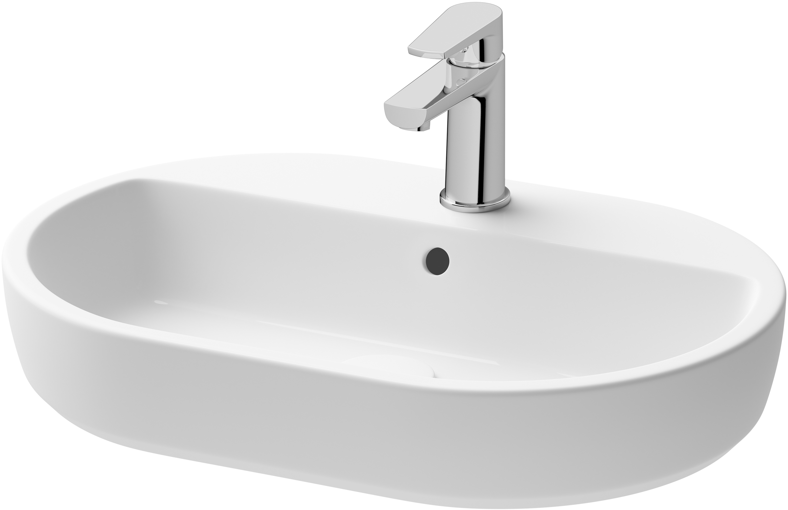 Cersanit Caspia Waschbecken 60x42 cm oval Aufsatzwaschbecken weiß glanz K11-0099