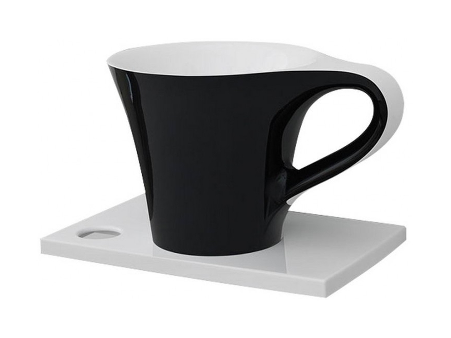 Art Ceram One Shot Waschbecken 69x50 cm Aufsatzwaschbecken weiß-schwarz glanz OSL00501;50