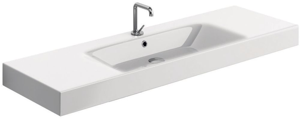 Kerasan Cento Waschbecken 140x45 cm rechteckig Klassisch-Aufsatzwaschbecken-mit Blatt weiß glanz 353501