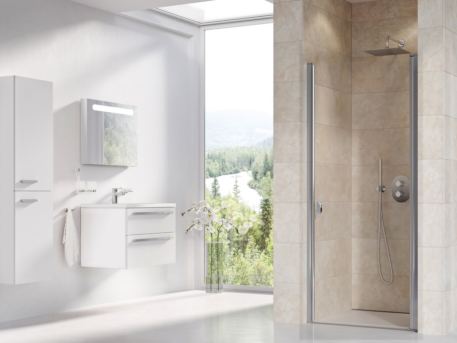 Ravak Chrome Duschtüren 90 cm aufklappbar aluminium Glanz/durchsichtiges Glas 0QV70C00Z1