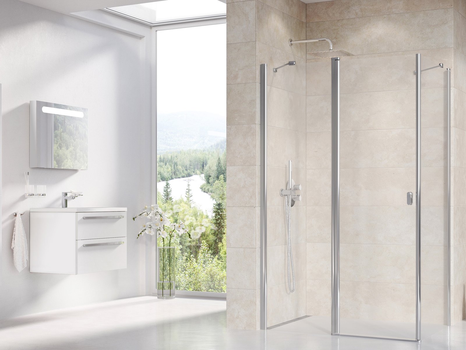 Ravak Chrome Duschtüren 110 cm aufklappbar aluminium Glanz/durchsichtiges Glas 1QVD0C00Z1