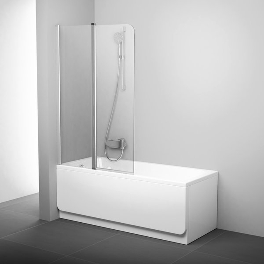Ravak Chrome Badewannenabtrennung 99 cm zweigeteilt satin Matte/durchsichtiges Glas 7QLA0U00Z1