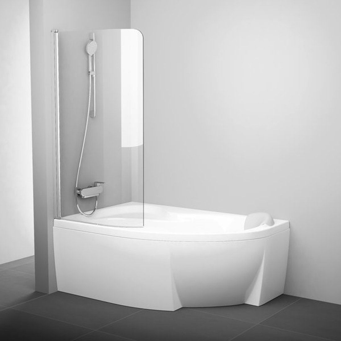 Ravak Rosa Badewannenabtrennung 100 cm einteilig satin Matte/durchsichtiges Glas 7QLS0U00Y1
