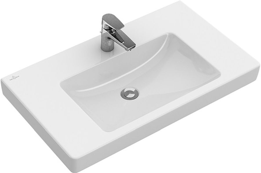 Villeroy & Boch Subway 2.0 Waschbecken 100x47 cm rechteckig Klassisch-Möbel-mit Blatt weiß glanz 71751G01