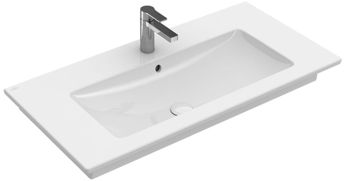 Villeroy & Boch Venticello Waschbecken 100x50 cm rechteckig Klassisch-Möbel-mit Blatt weiß glanz 4104AJ01