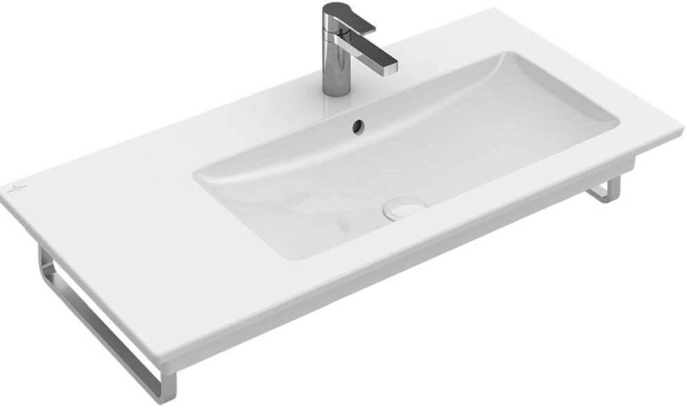 Villeroy & Boch Venticello Waschbecken 100x50 cm rechteckig Klassisch-Möbel-mit Blatt weiß glanz 4134R301