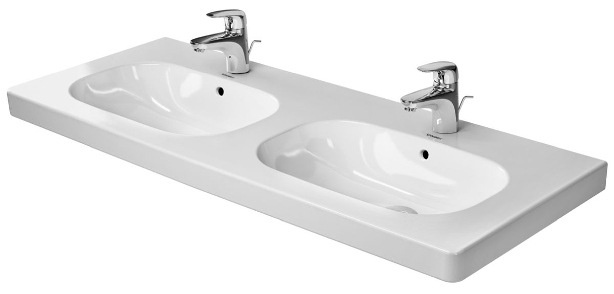 Duravit D-Code Waschbecken 120x49 cm rechteckig Klassisch-Möbel-Doppelt weiß glanz 03481200002