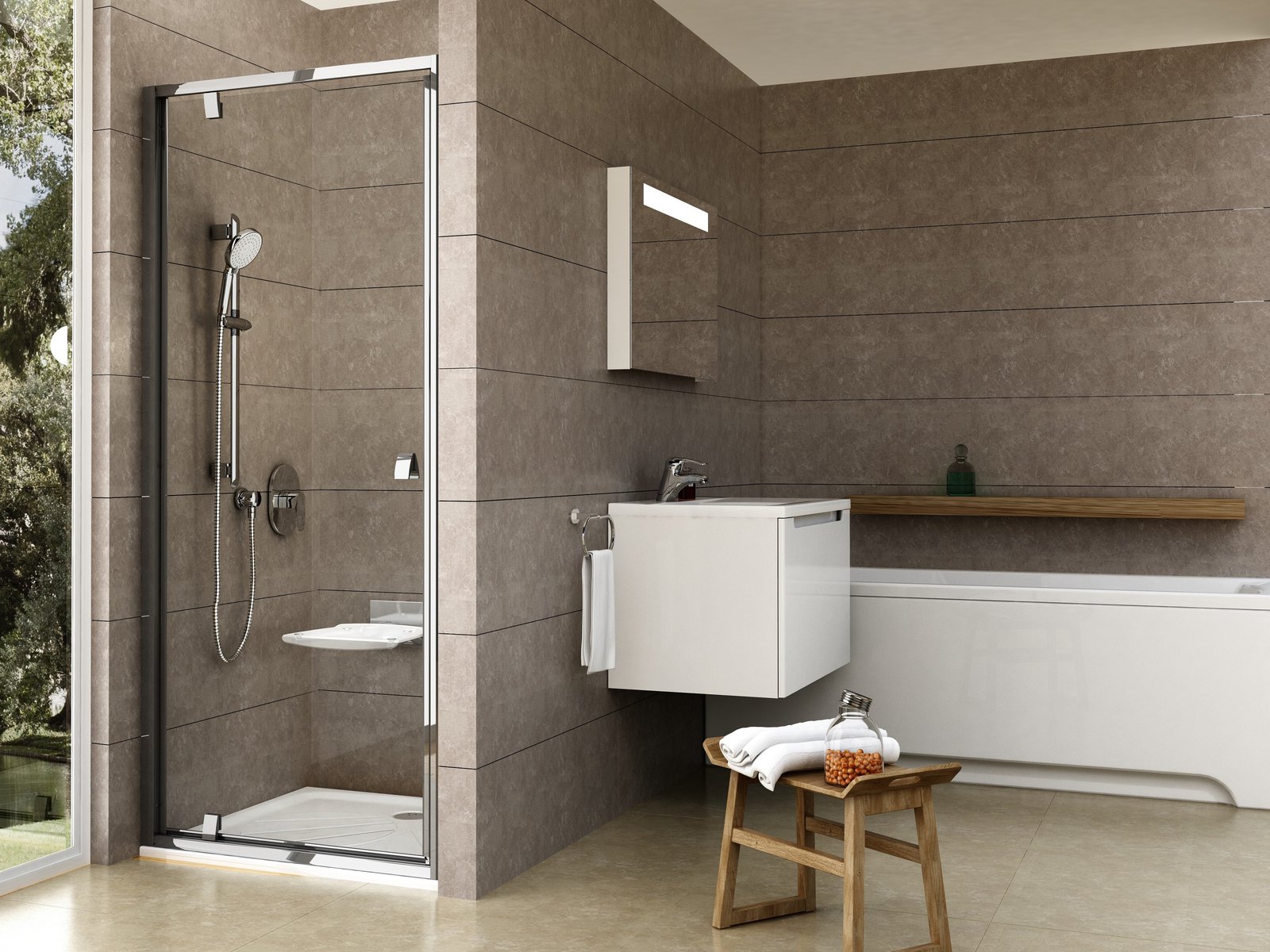 Ravak Pivot Duschtüren 80 cm aufklappbar aluminium Glanz/durchsichtiges Glas 03G40C00Z1