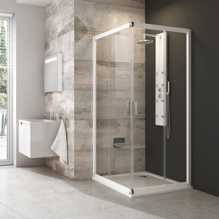 Ravak Blix Duschkabine 80x80 cm quadratisch satin Matte/Glas mit Muster 1LV40U00ZG