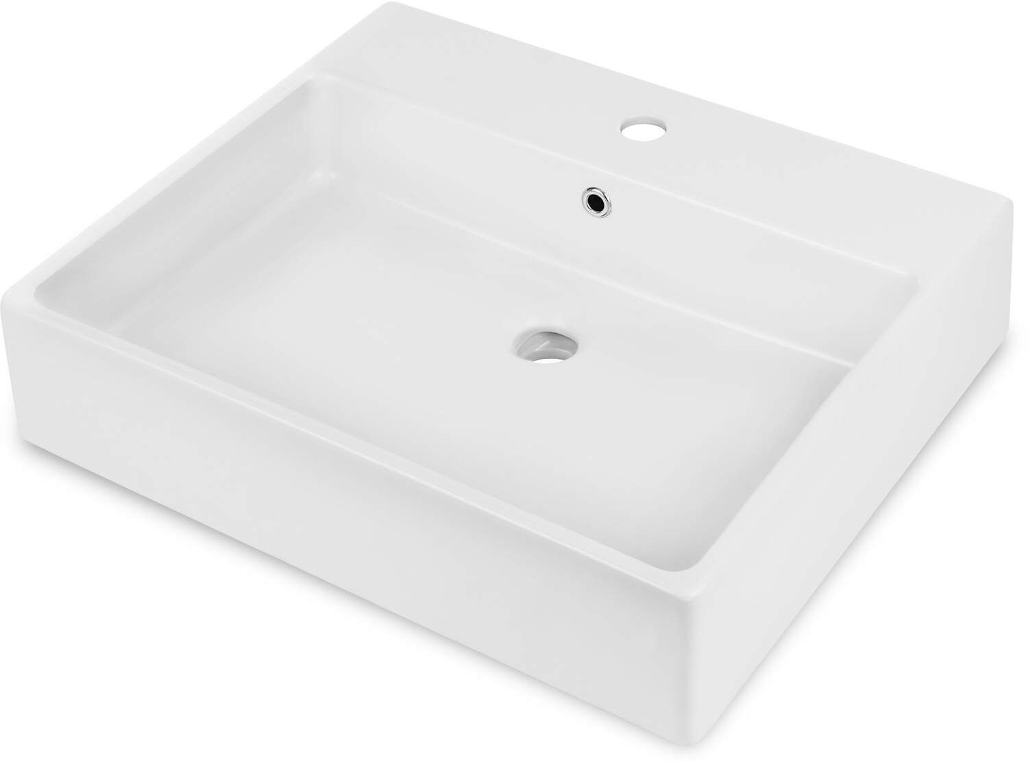 Deante Temisto Waschbecken 60x50 cm rechteckig Aufsatzwaschbecken weiß glanz CDT_6U6S