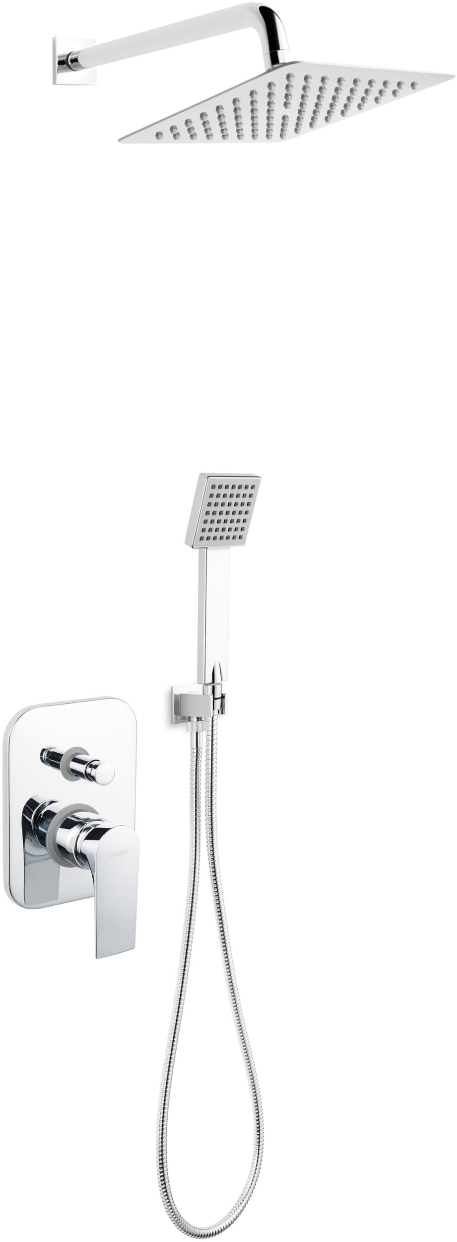 Ferro Algeo Square duschset Unterputz mit Regenbrause chrom BAQ7P-SET1-S
