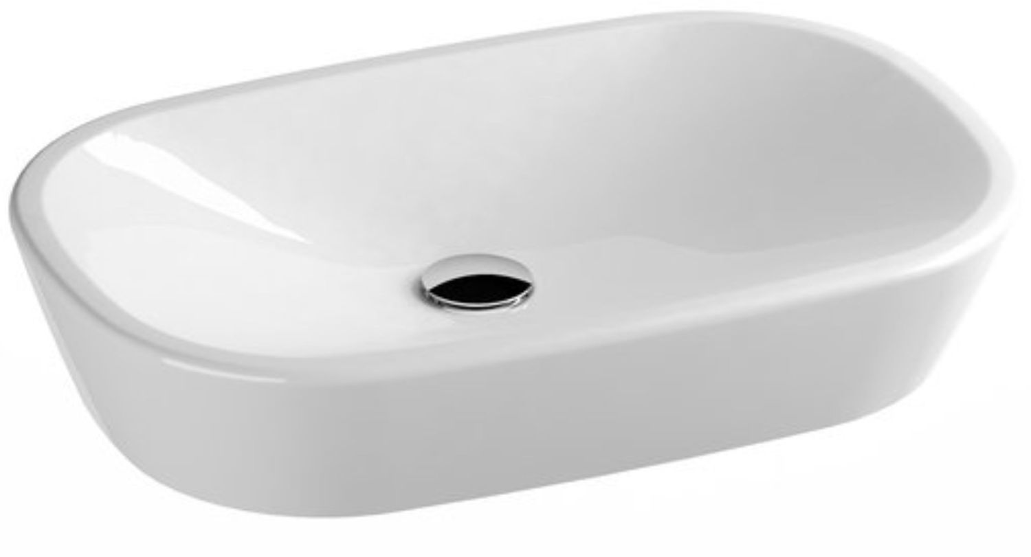Ravak Ceramic Waschbecken 60x40 cm oval Aufsatzwaschbecken weiß glanz XJX01160001