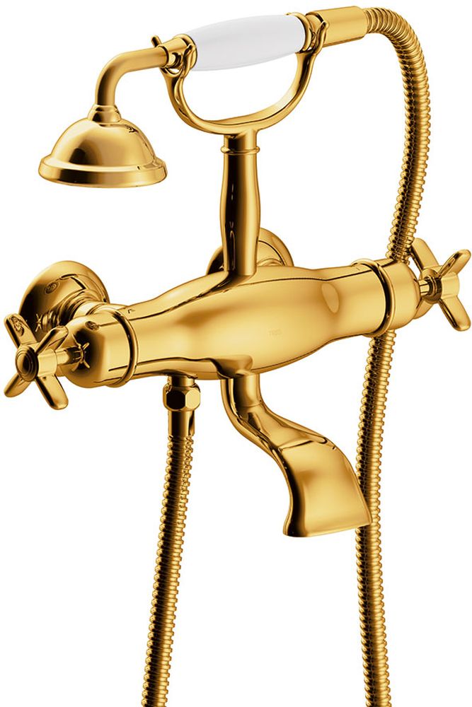 Tres Monoclasic Badewannen- und Duscharmatur Wandmontage mit Thermostat gold 242.176.09.OR