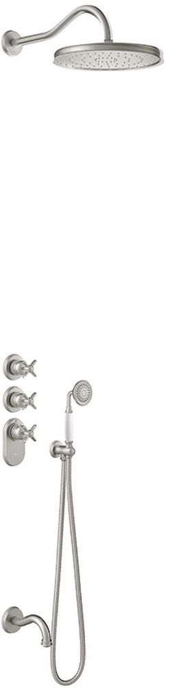 Tres Monoclasic Duschset Unterputz mit Thermostat mit Kopfbrause stahl 242.353.01.AC