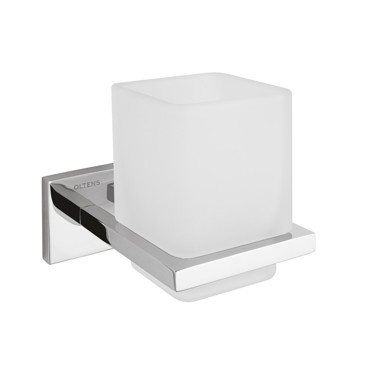 Oltens Tved Zahnputzbecher weiß-chrom 86101510
