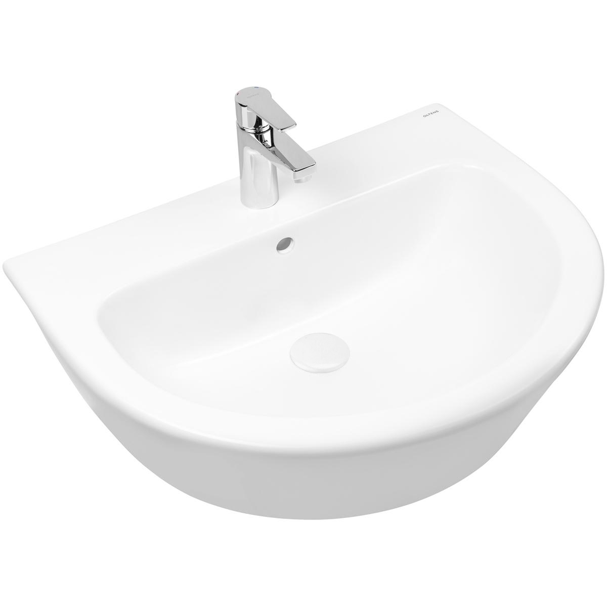 Oltens Jog Waschbecken 61x49 cm halbrund Klassisch weiß glanz 41501000