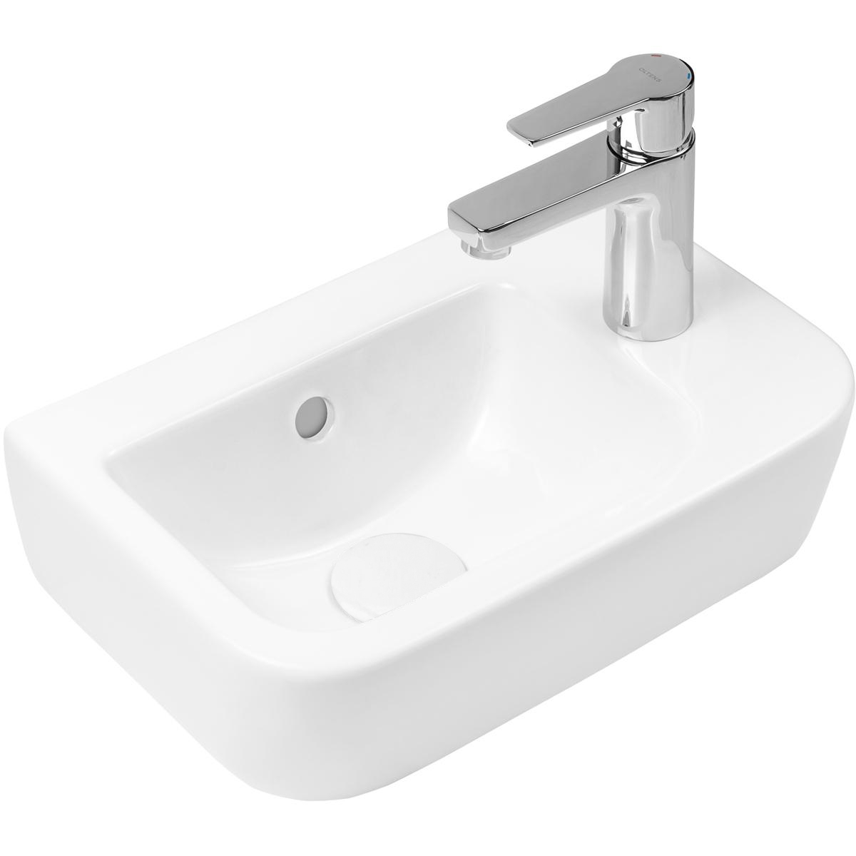 Oltens Vernal Waschbecken 37x24.5 cm halbrund Klassisch weiß glanz 41505000