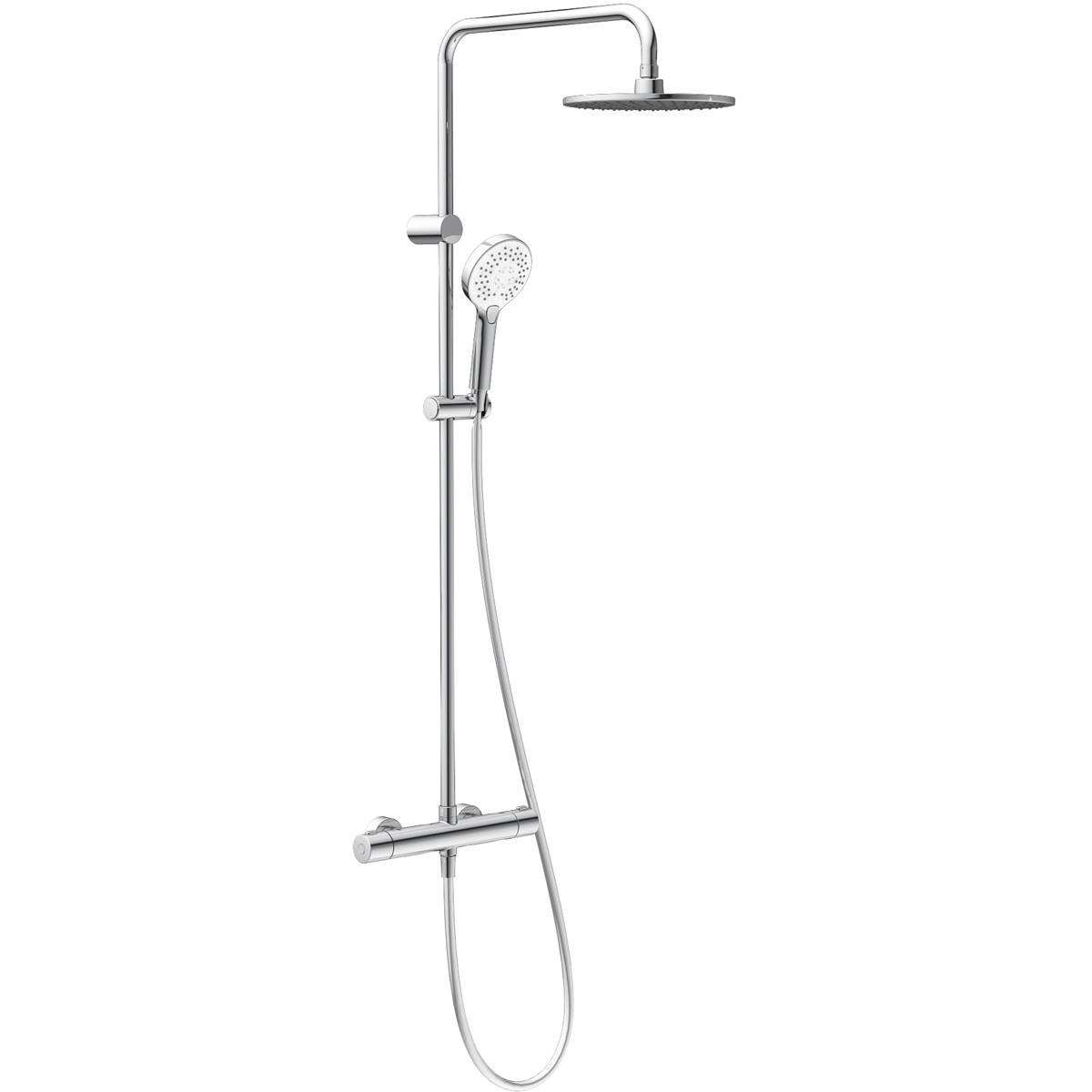 Oltens Atran Duschset Wandmontage mit Thermostat mit Kopfbrause chrom 36500100