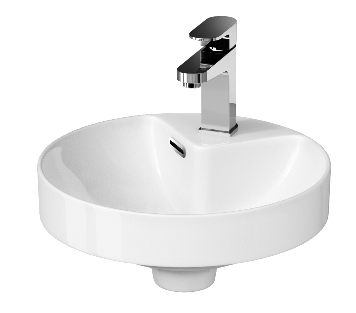 Cersanit Crea Waschbecken 37.5x37.5 cm rund Einbauwaschbecken weiß glanz K114-002