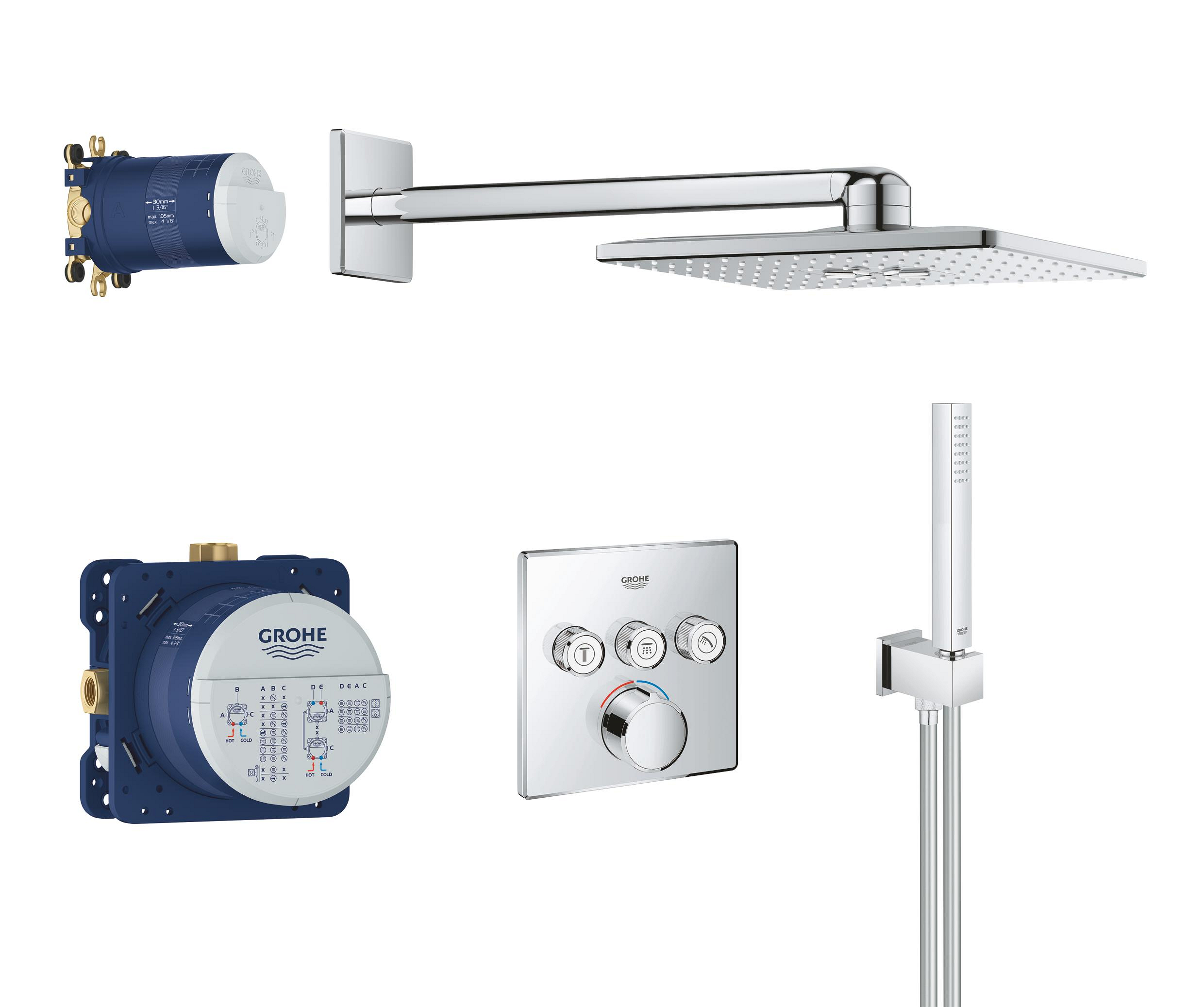 Grohe SmartControl Duschset Unterputz mit Kopfbrause StarLight Chrom 34712000