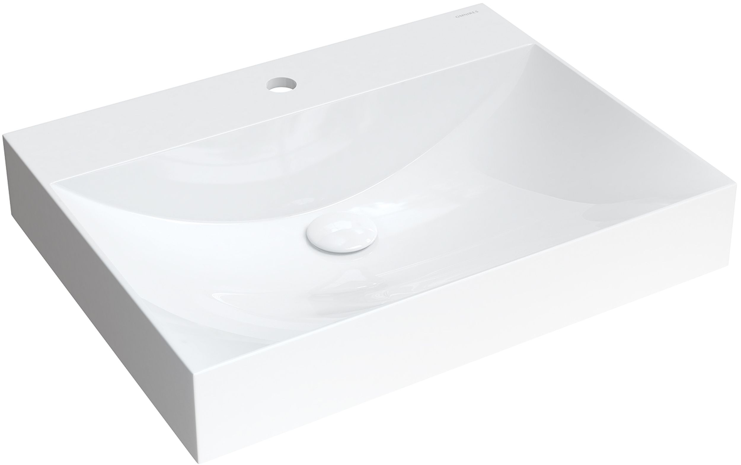 Omnires M+ Waschbecken 60x46 cm rechteckig Aufsatzwaschbecken weiß glanz NAXOS600BP