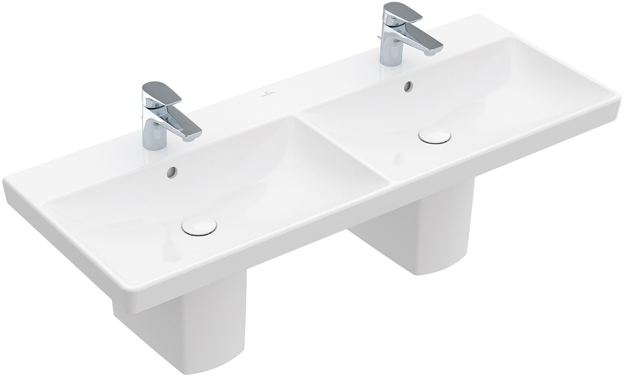 Villeroy & Boch Avento Waschbecken 120x47 cm rechteckig Klassisch-Möbel-Doppelt weiß glanz 4A23CKR1