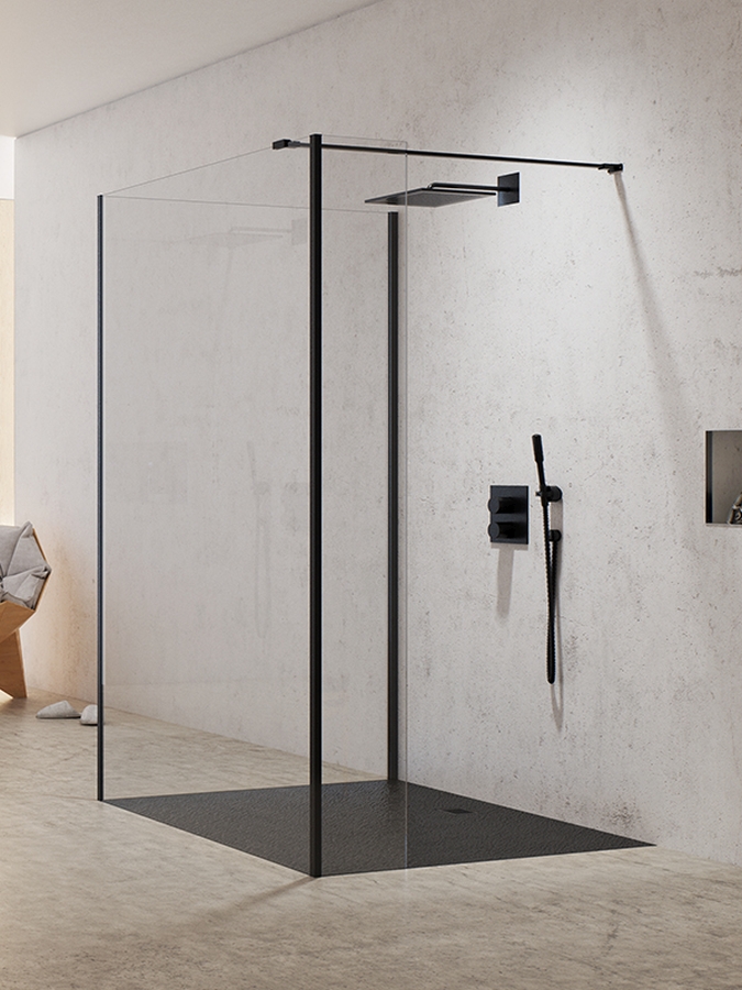 New Trendy New Modus Black Walk-In Duschwand 80 cm schwarz Matte/durchsichtiges Glas EXK-0078