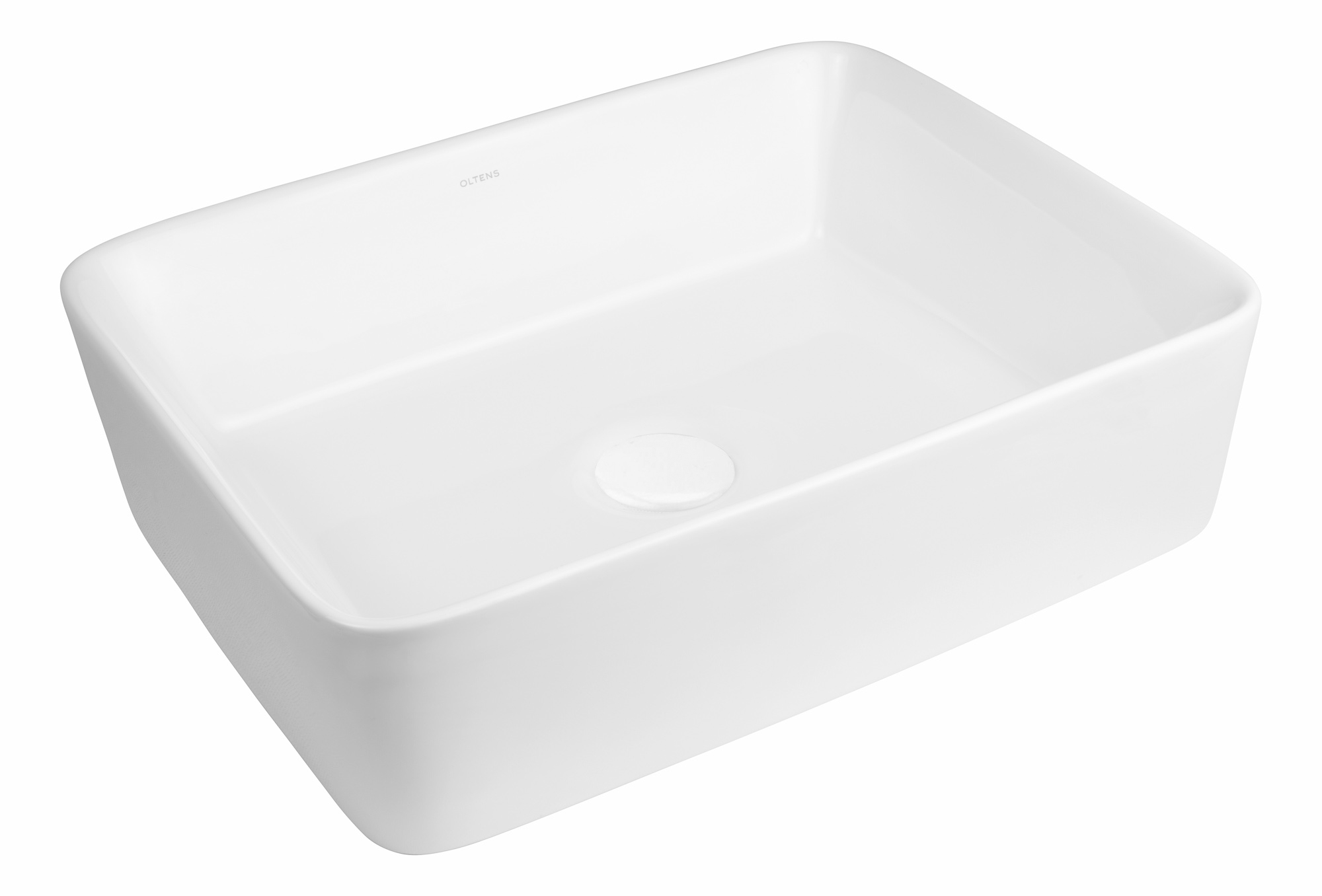 Oltens Forde Waschbecken 48x37 cm rechteckig Aufsatzwaschbecken weiß glanz 40314000