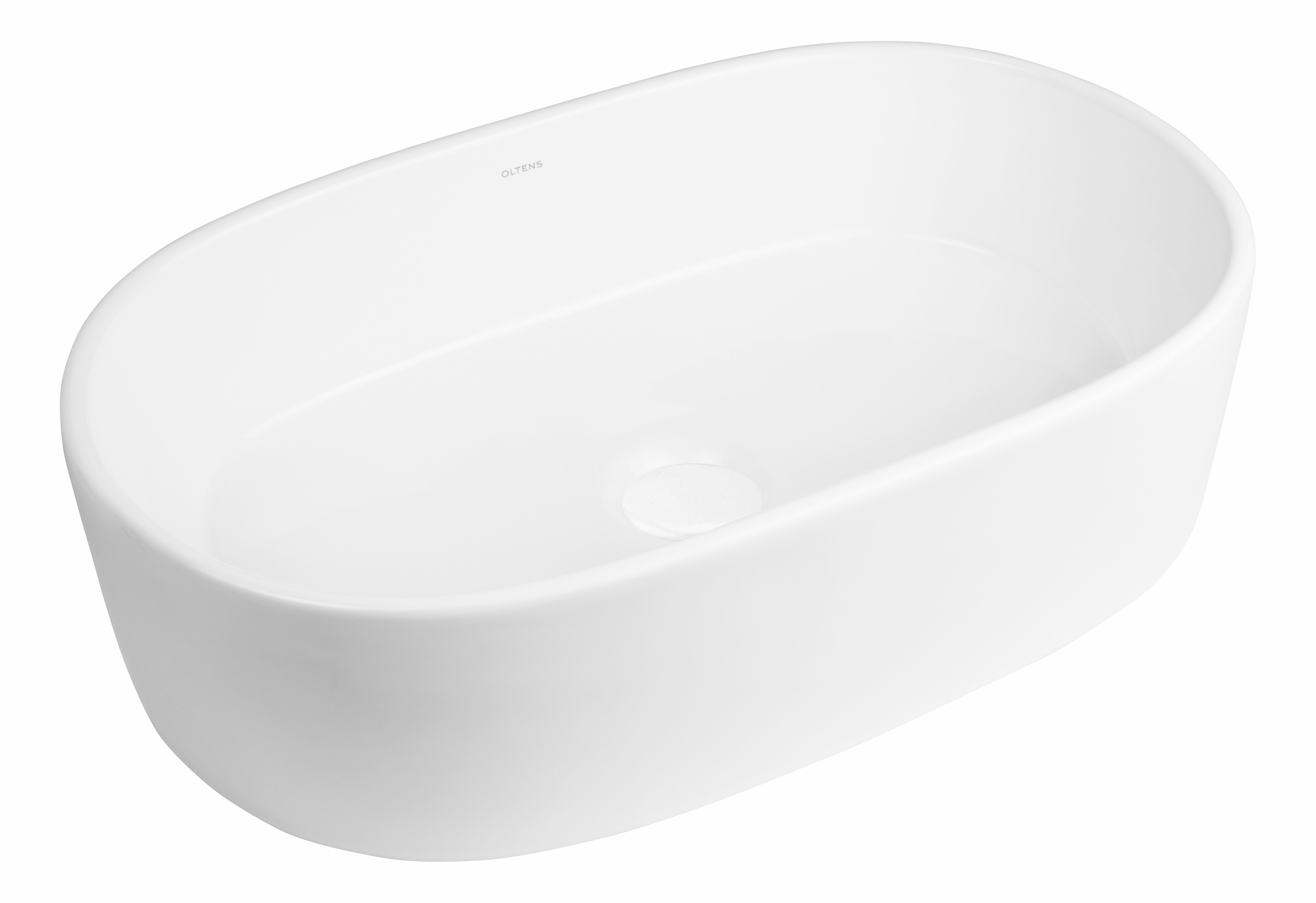 Oltens Lom Waschbecken 55x34 cm oval Aufsatzwaschbecken weiß glanz 40811000