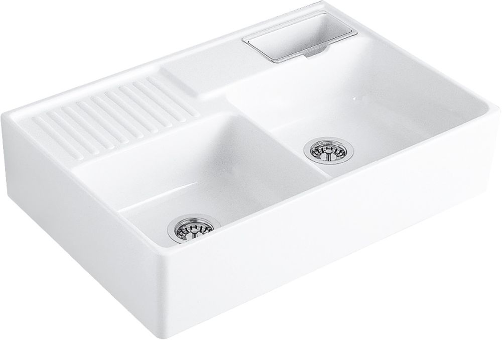 Villeroy & Boch Double-Bowl Keramikspüle 89.5x63 cm weiß 632391R1