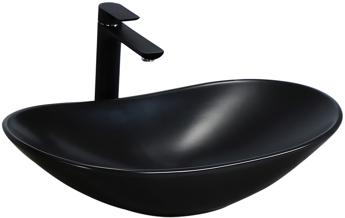Rea Royal Waschbecken 62x36 cm oval Aufsatzwaschbecken schwarz REA-U0442