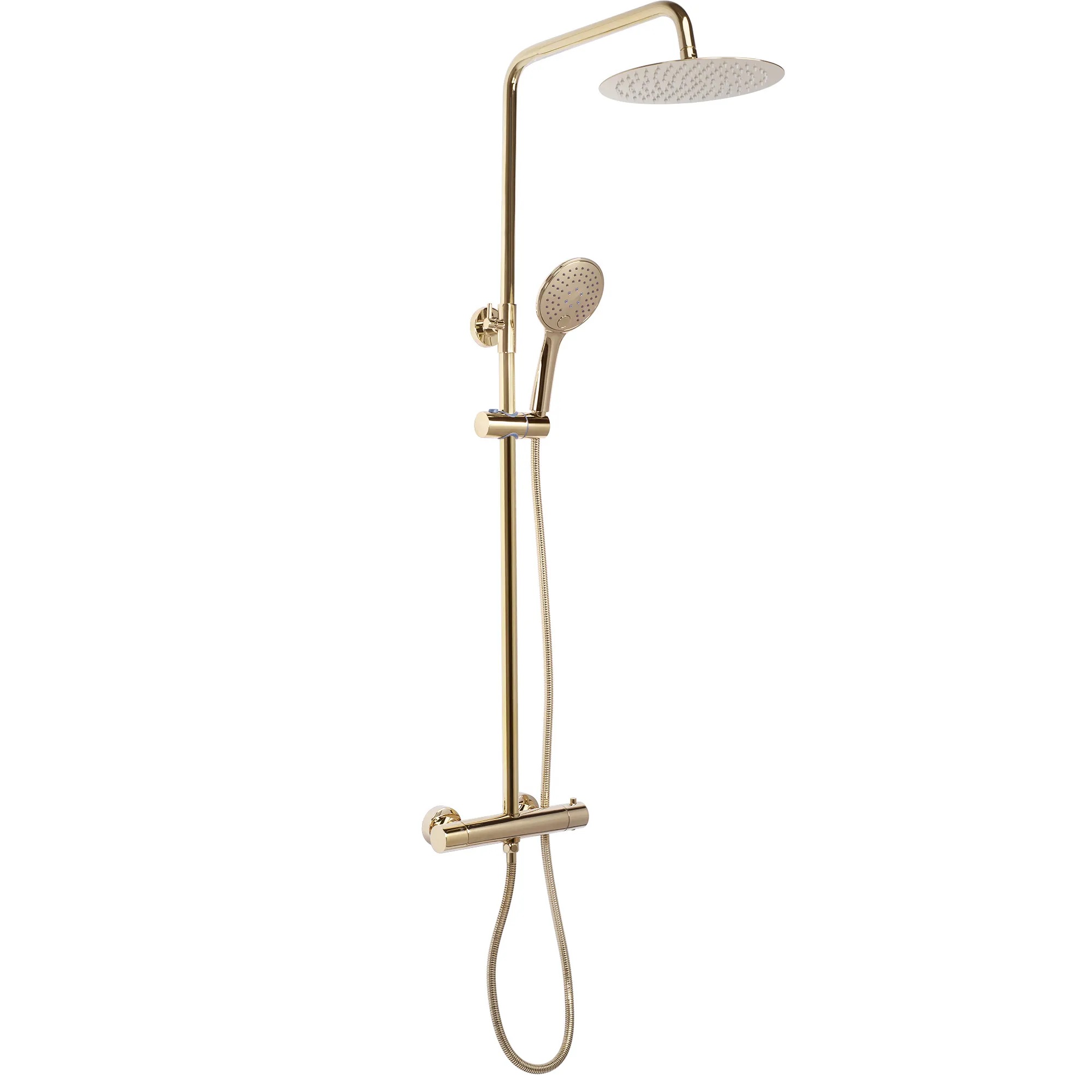 Rea Vincent duschset Wand mit Thermostat mit Regenbrause gold REA-P8005