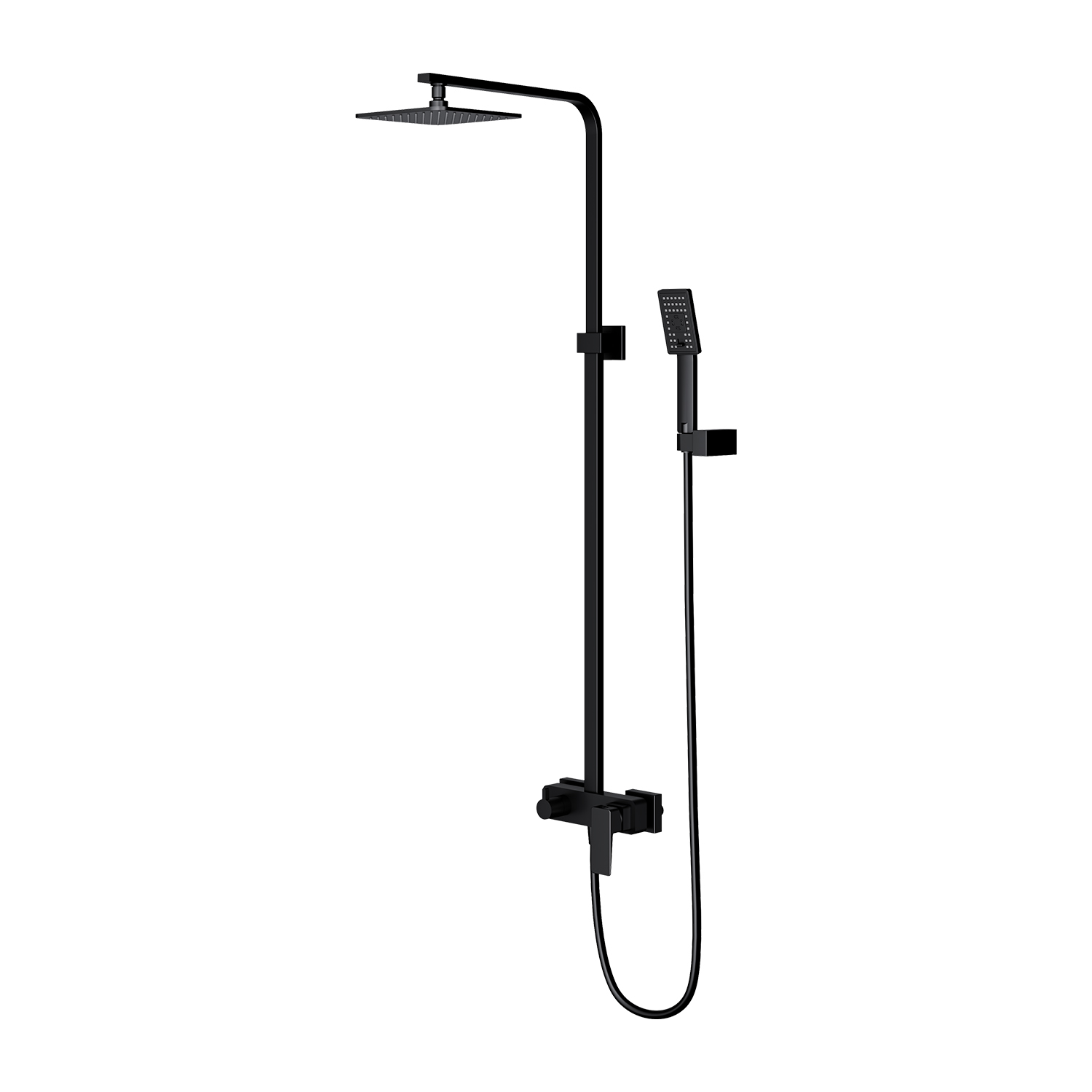 Omnires Parma Duschset Wandmontage mit Kopfbrause schwarz PM7444BL