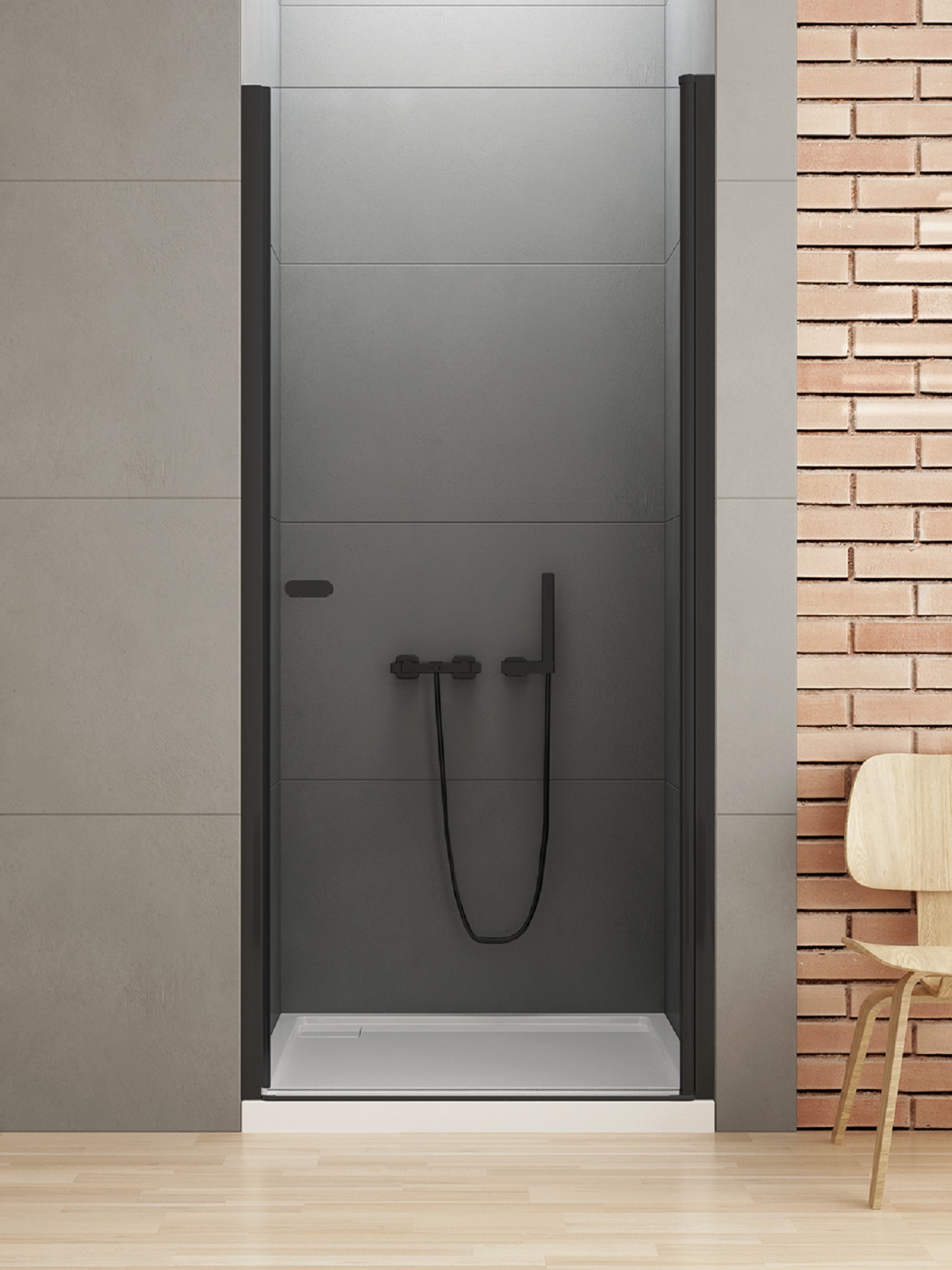 New Trendy New Soleo Black Duschtüren 80 cm aufklappbar schwarz Matte/durchsichtiges Glas D-0210A