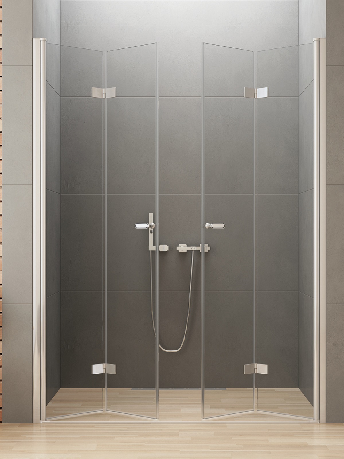 New Trendy New Soleo Duschtüren 230 cm faltbar chrom Glanz/durchsichtiges Glas D-0262A