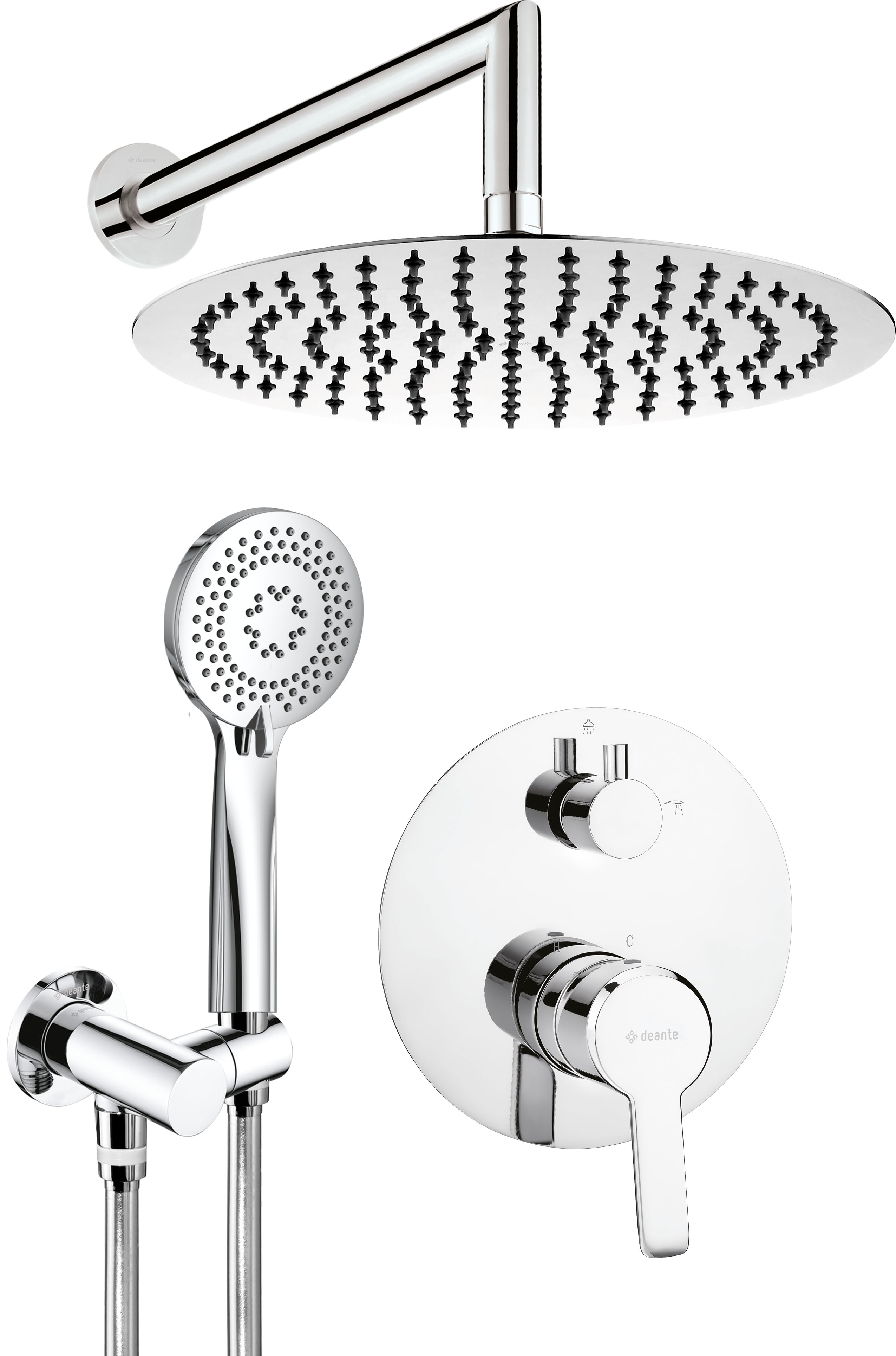 Deante Arnika Duschset Unterputz mit Kopfbrause chrom NAC_09QP