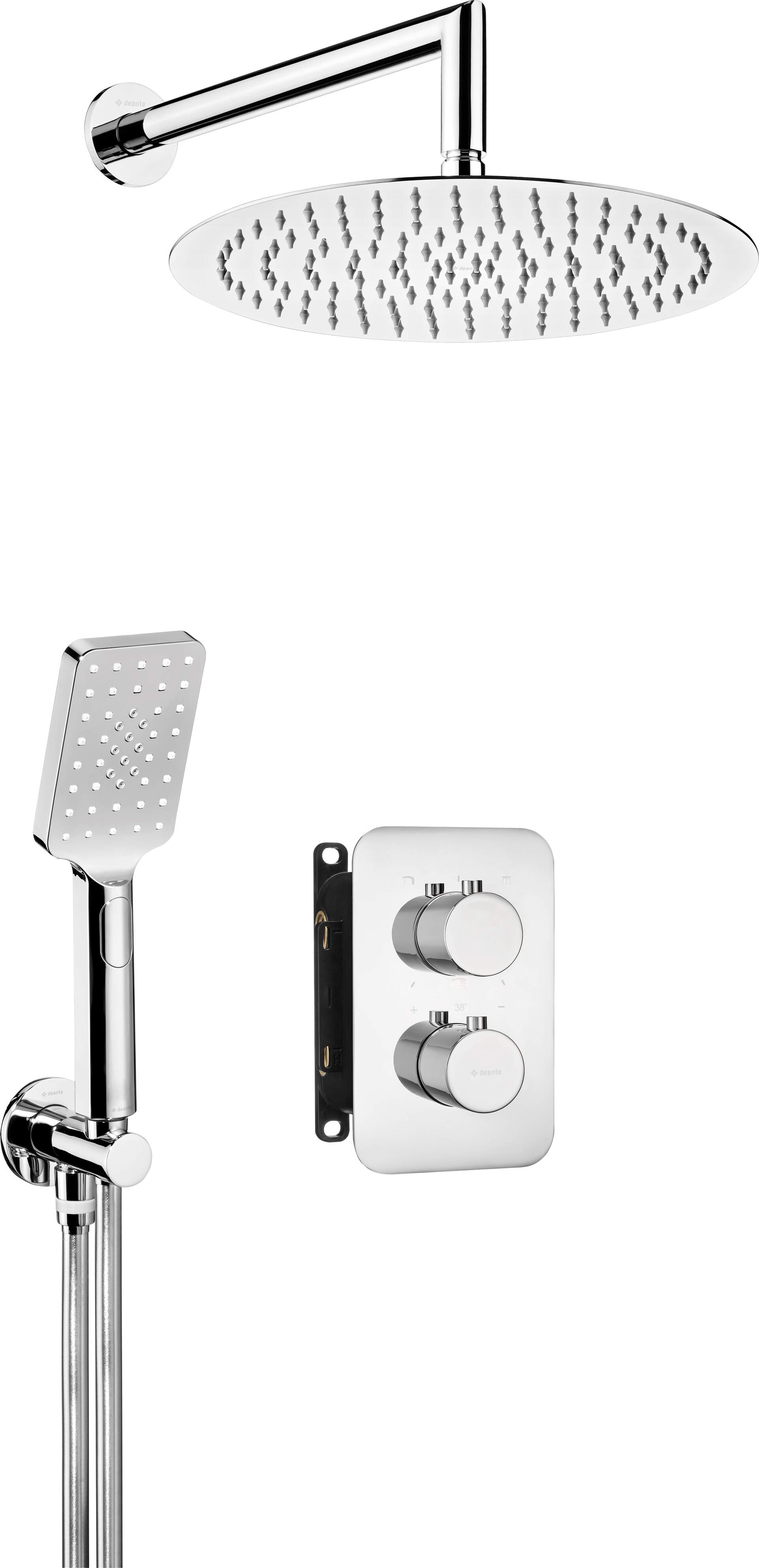 Deante Box Duschset Unterputz mit Thermostat mit Kopfbrause chrom BXYZ0EBT