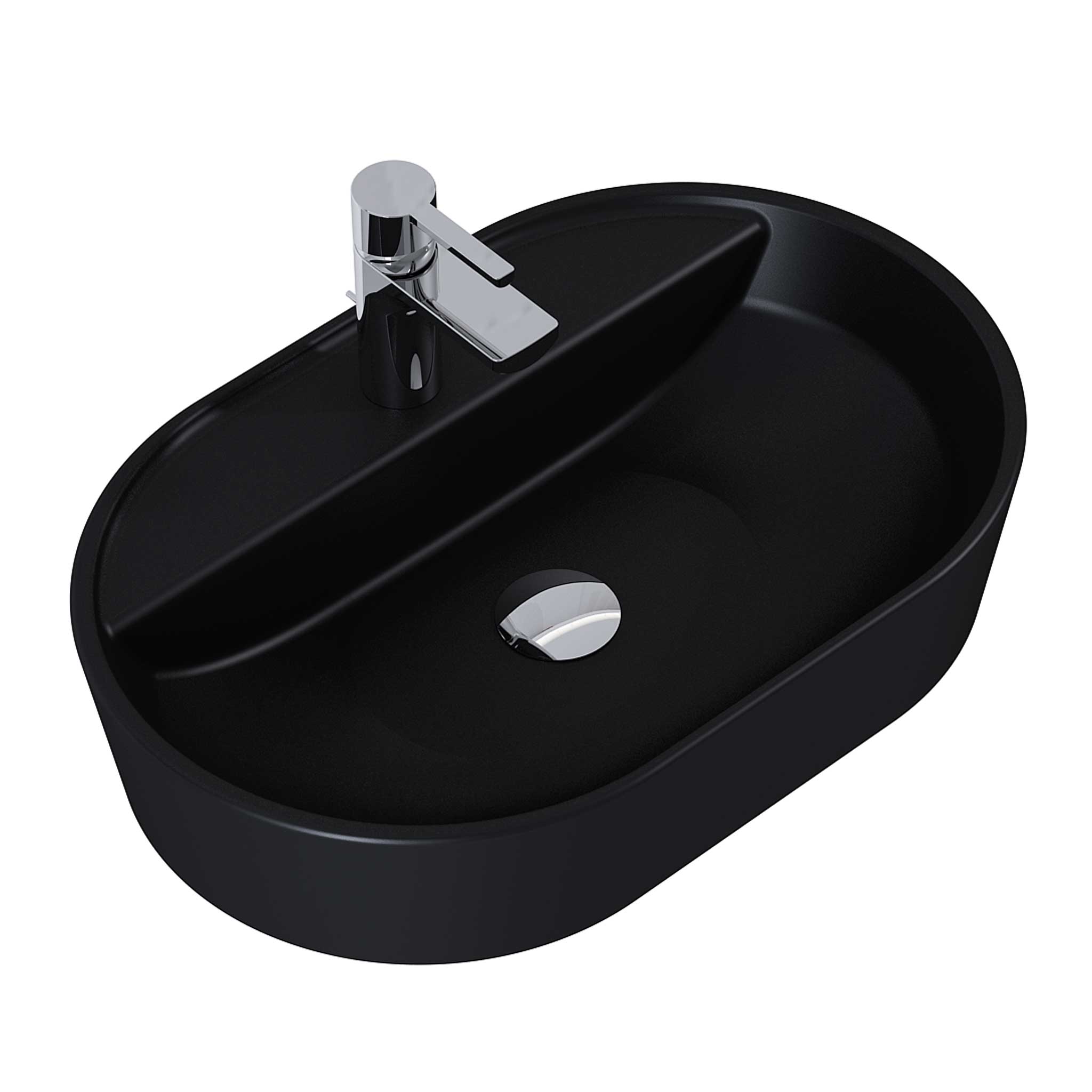 Elita Babette Waschbecken 62x41.2 cm oval Aufsatzwaschbecken schwarz matte RE040620017160