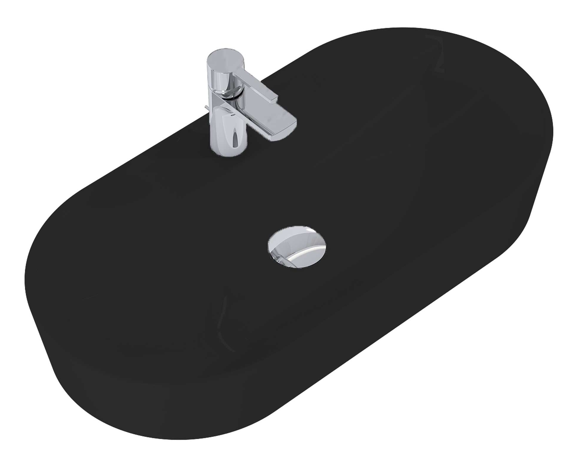 Elita Babette Waschbecken 81.5x41.5 cm oval Aufsatzwaschbecken schwarz matte RE040820017160