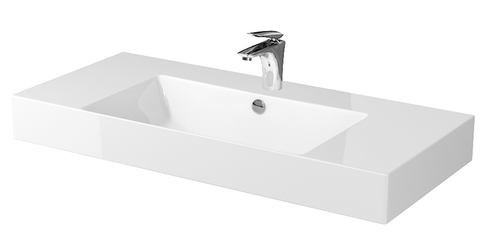 Cersanit Inverto Waschbecken 100x45 cm rechteckig Möbel-Aufsatzwaschbecken weiß glanz K671-007