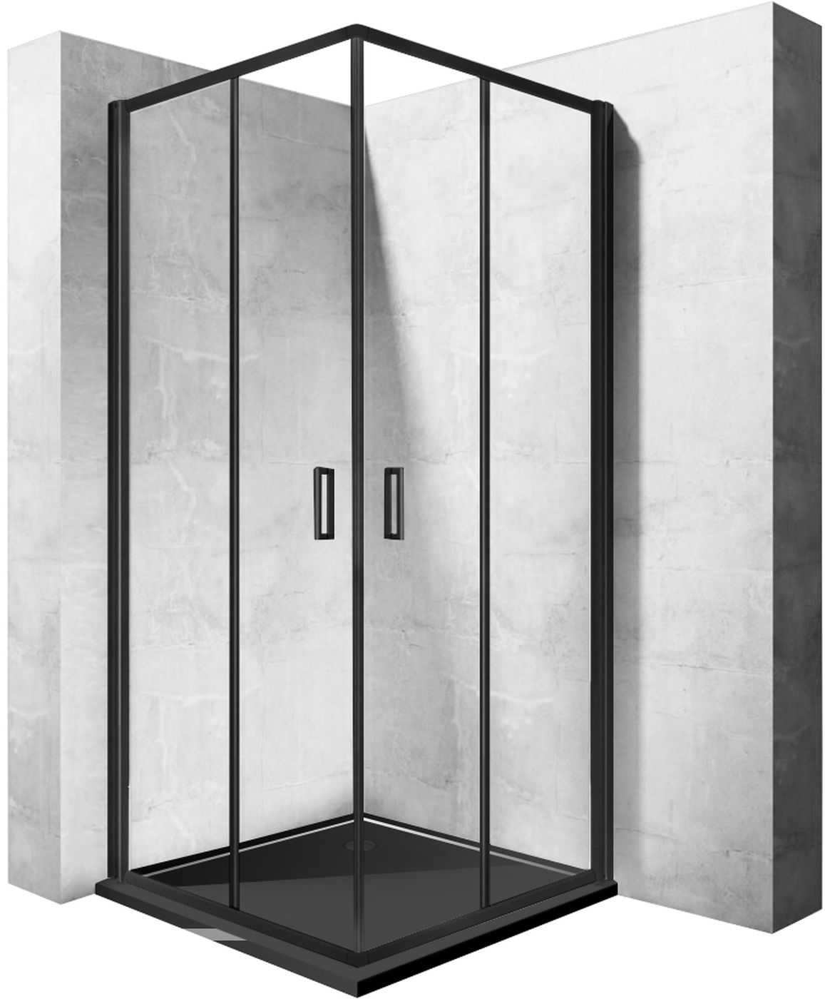 Rea Punto Duschkabine 80x80 cm quadratisch schwarz seidenmatt/durchsichtiges Glas REA-K4800