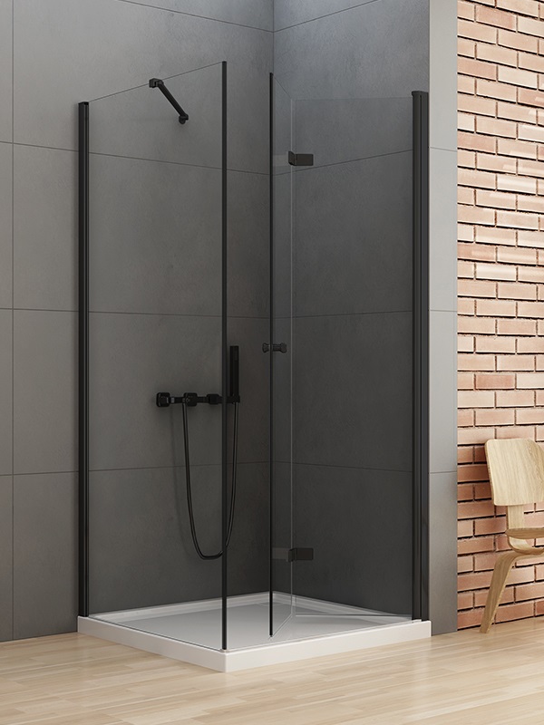 New Trendy New Soleo Black Duschkabine 90x90 cm quadratisch schwarz Matte/durchsichtiges Glas D-0239A/D-0115B