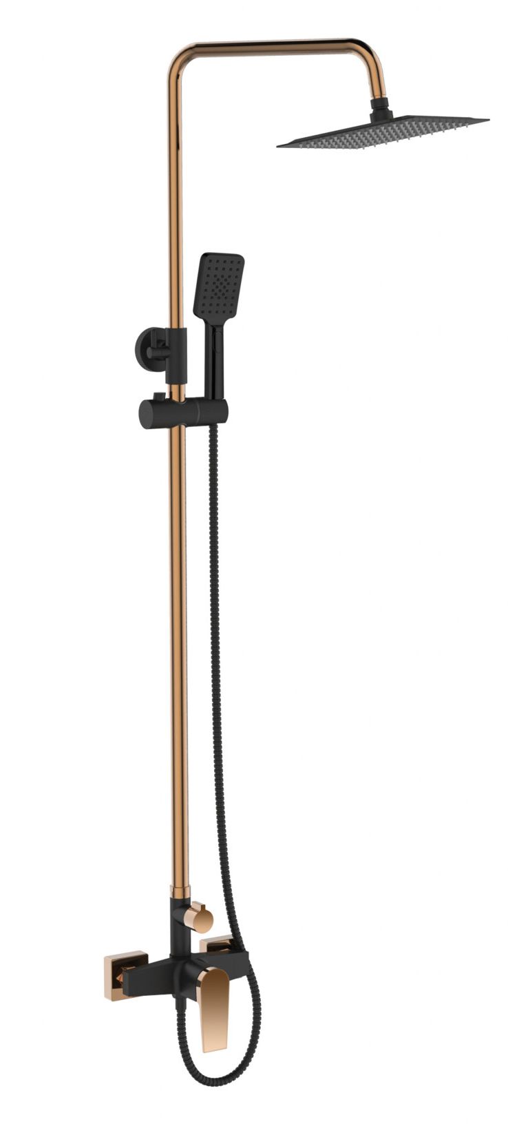 Invena Midnight duschset Wand mit Regenbrause schwarz-gold AU-35-D14