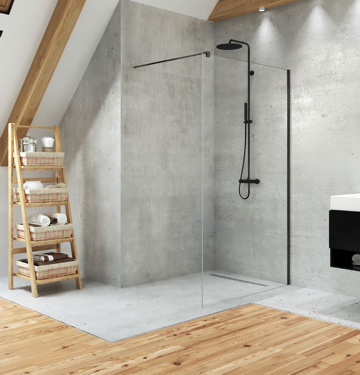New Trendy Velio Black Duschwand 70 cm schwarz Matte/durchsichtiges Glas D-0140B
