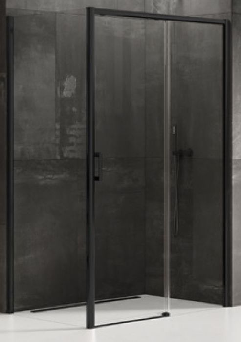 New Trendy Prime Duschkabine 140x90 cm rechteckig schwarz Matte/durchsichtiges Glas D-0325A/D-0129B