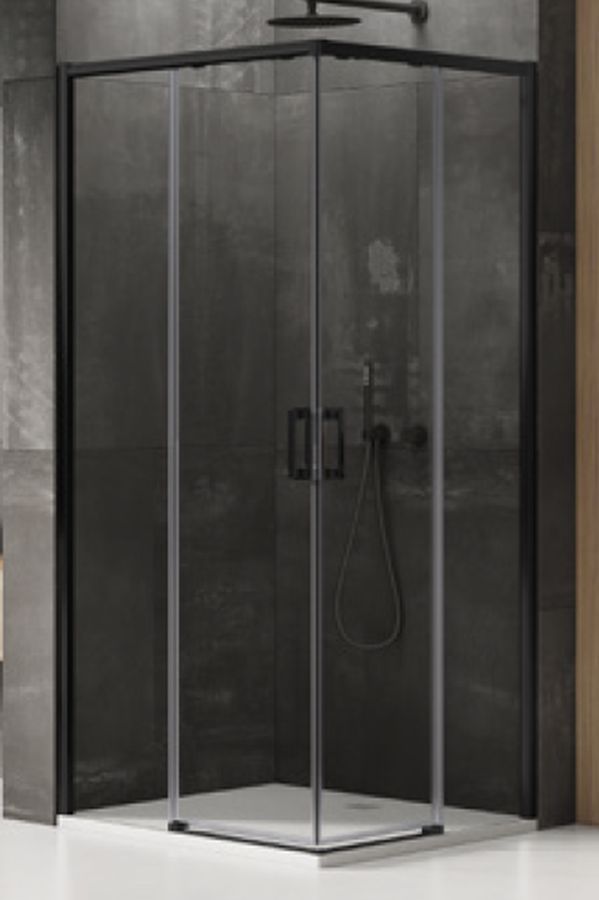 New Trendy Prime Duschkabine 110x80 cm rechteckig schwarz Matte/durchsichtiges Glas D-0312A/D-0319A