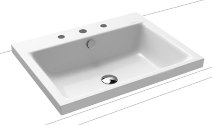 Kaldewei Puro Waschbecken 60x46 cm rechteckig Aufsatzwaschbecken weiß glanz 900406033001