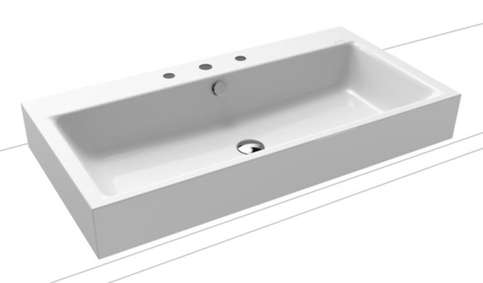 Kaldewei Puro Waschbecken 90x46 cm rechteckig Aufsatzwaschbecken weiß glanz 900806033001
